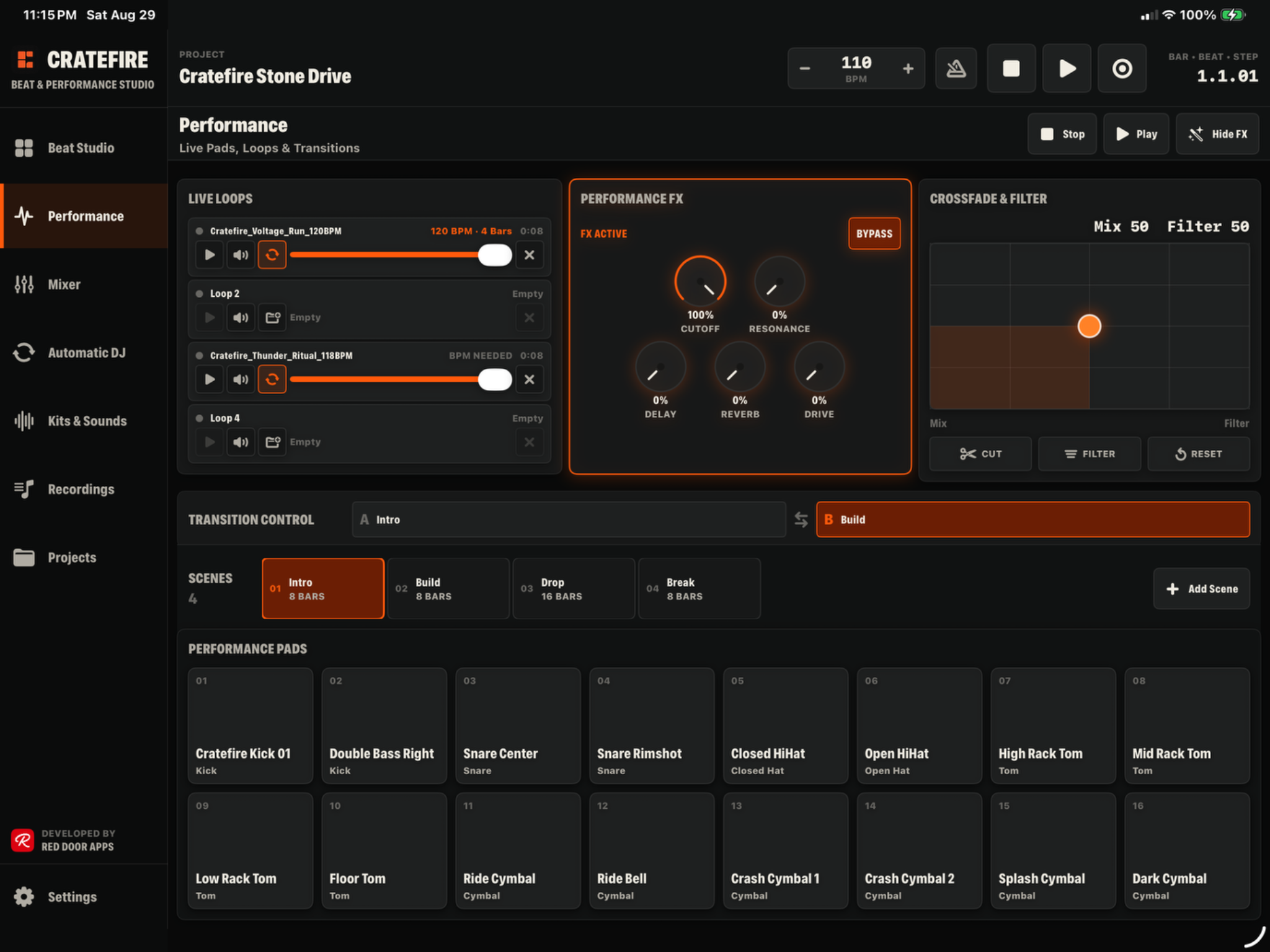 CrateFire Performance view running on iPad